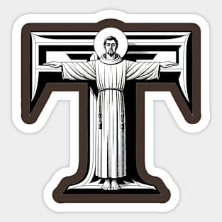 AI Saint Francis of Assisi as a Franciscan Tau Expressionist Effect 2 Sticker